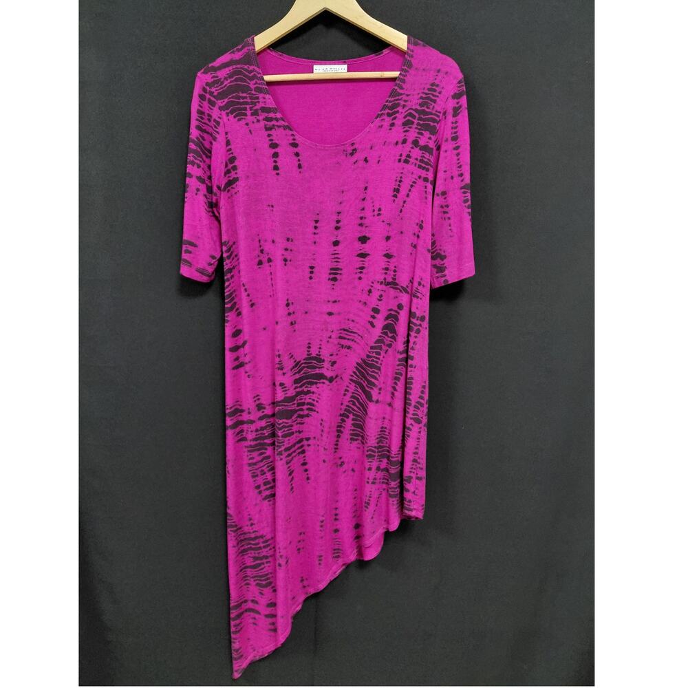 bryn WALKER Asymmetric Tie-Dye Dress 3/4 Sleeve Women see measurements